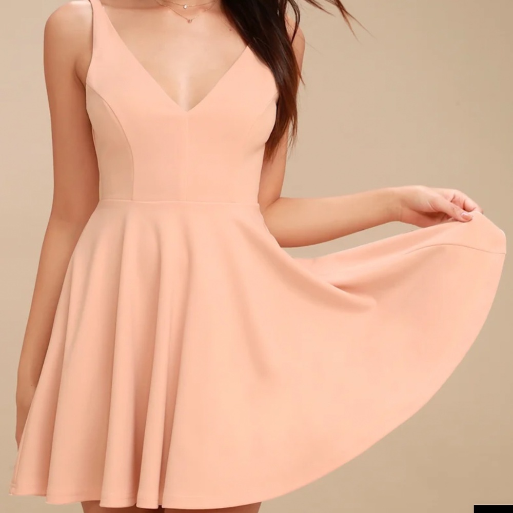 Lulus Darling Delight Blush Skater Dress Pink - Size XS
